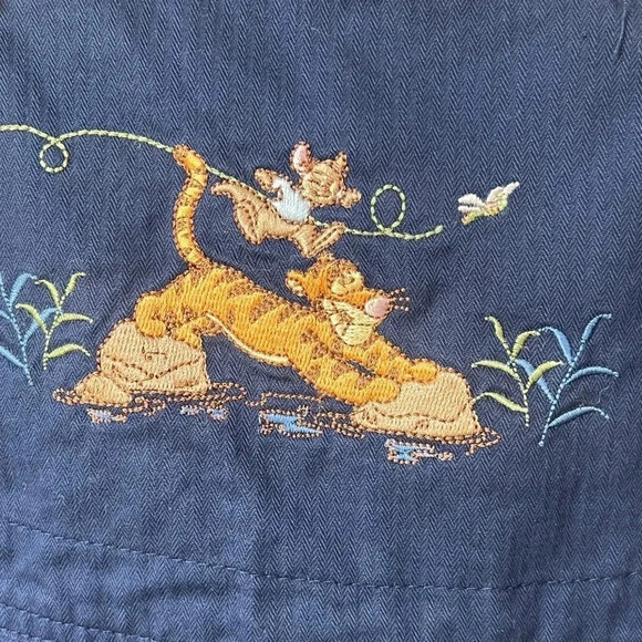Vintage Winnie The Pooh overalls toddler embroidered Y2K tigger navy 90s disney - Picture 2 of 7
